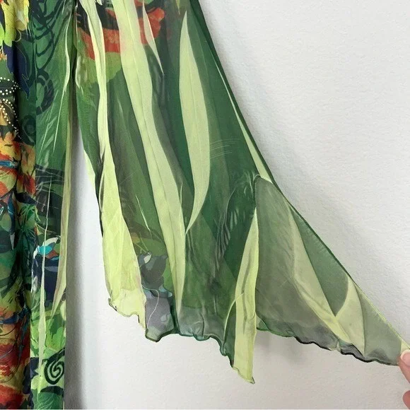 Vintage Y2K Butterfly Top Womens Medium Forest Fairy Goblincore Artsy Summer - Picture 3 of 8